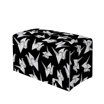 Black And White Origami Pattern Print Leather Tissue Box Cover