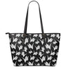 Black And White Origami Pattern Print Leather Tote Bag