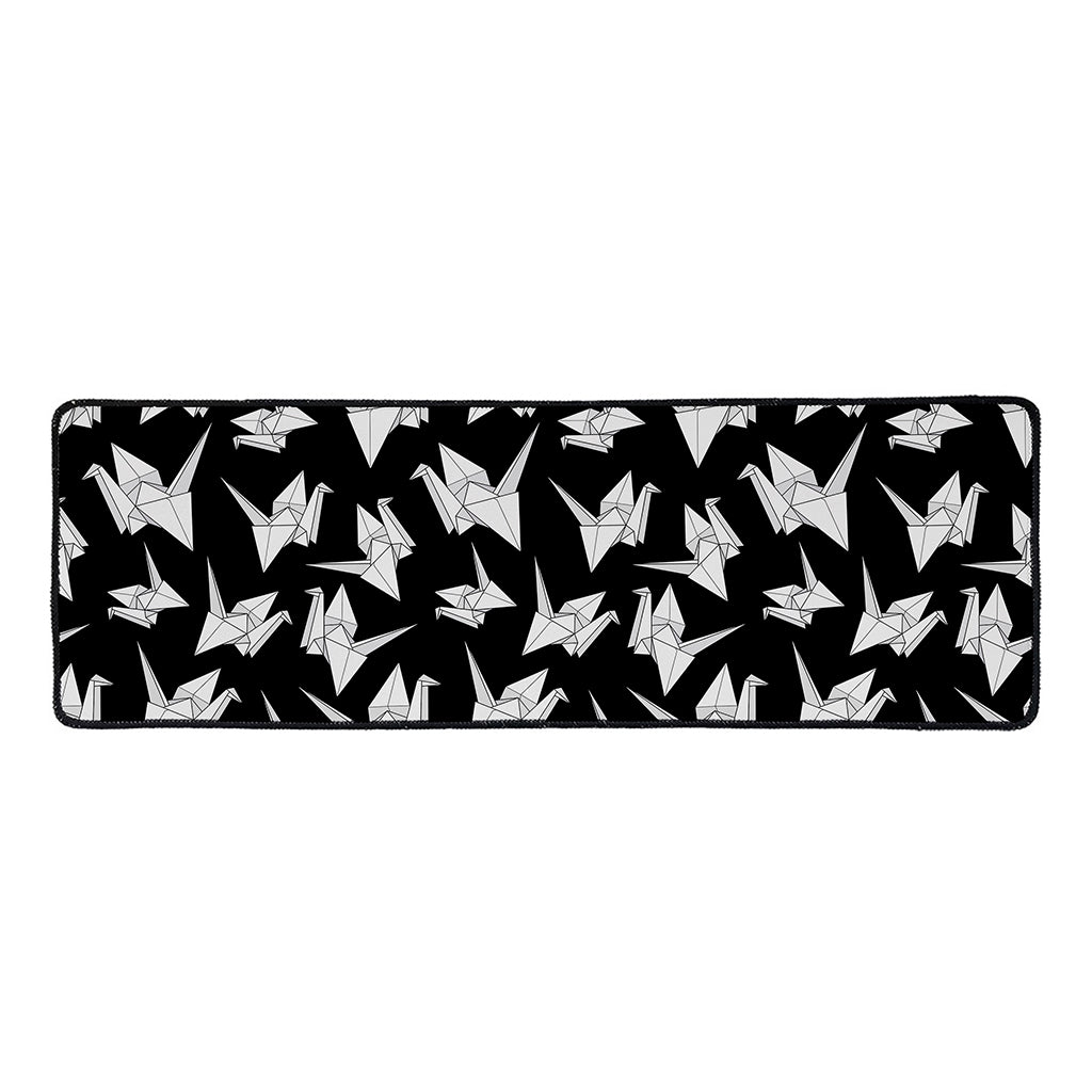 Black And White Origami Pattern Print Long Kitchen Mat
