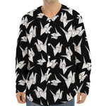Black And White Origami Pattern Print Long Sleeve Baseball Jersey