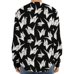 Black And White Origami Pattern Print Long Sleeve Baseball Jersey