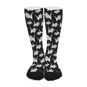 Black And White Origami Pattern Print Long Socks