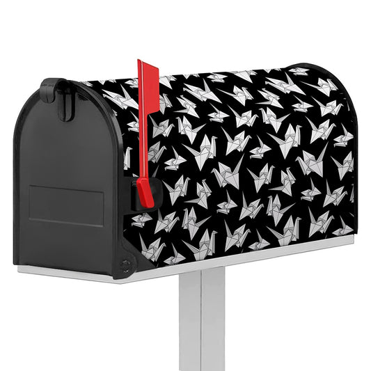 Black And White Origami Pattern Print Mailbox Cover