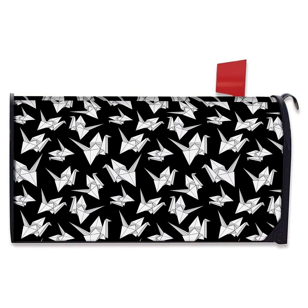 Black And White Origami Pattern Print Mailbox Cover