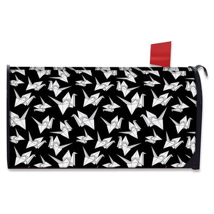 Black And White Origami Pattern Print Mailbox Cover