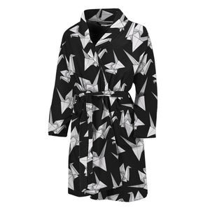 Black And White Origami Pattern Print Men's Bathrobe