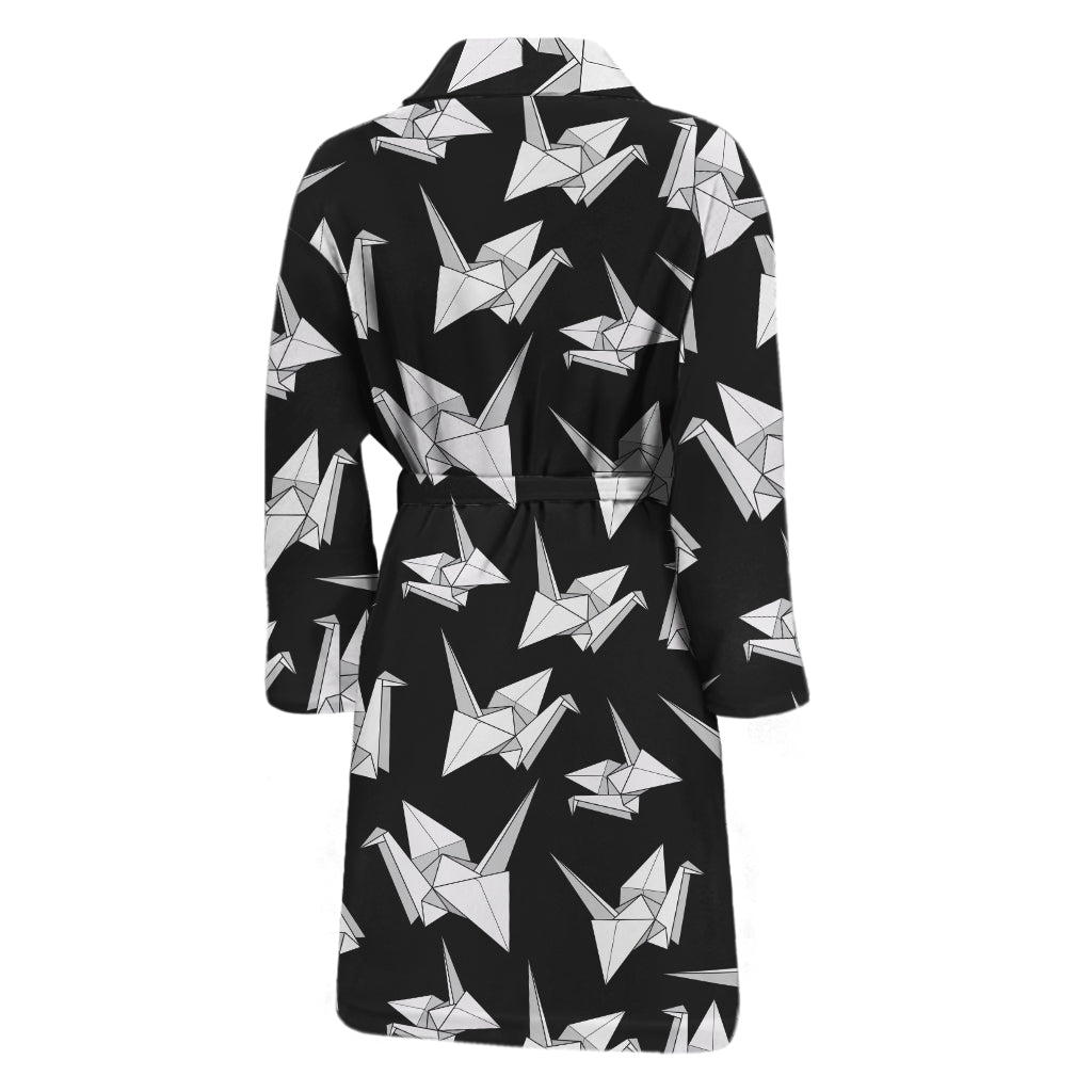 Black And White Origami Pattern Print Men's Bathrobe