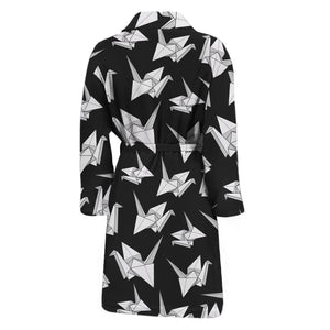 Black And White Origami Pattern Print Men's Bathrobe