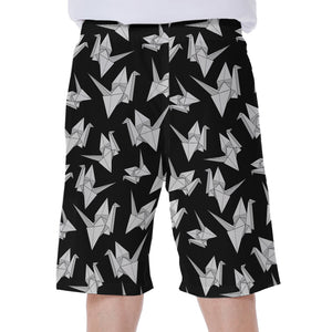 Black And White Origami Pattern Print Men's Beach Shorts