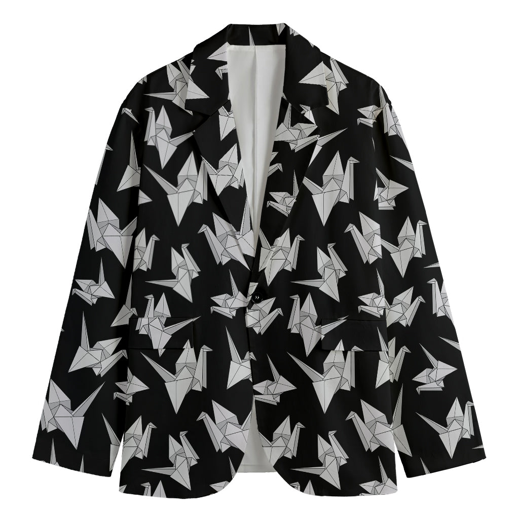 Black And White Origami Pattern Print Men's Blazer