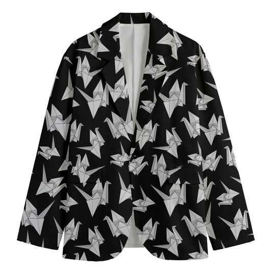 Black And White Origami Pattern Print Men's Blazer