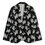 Black And White Origami Pattern Print Men's Cotton Blazer