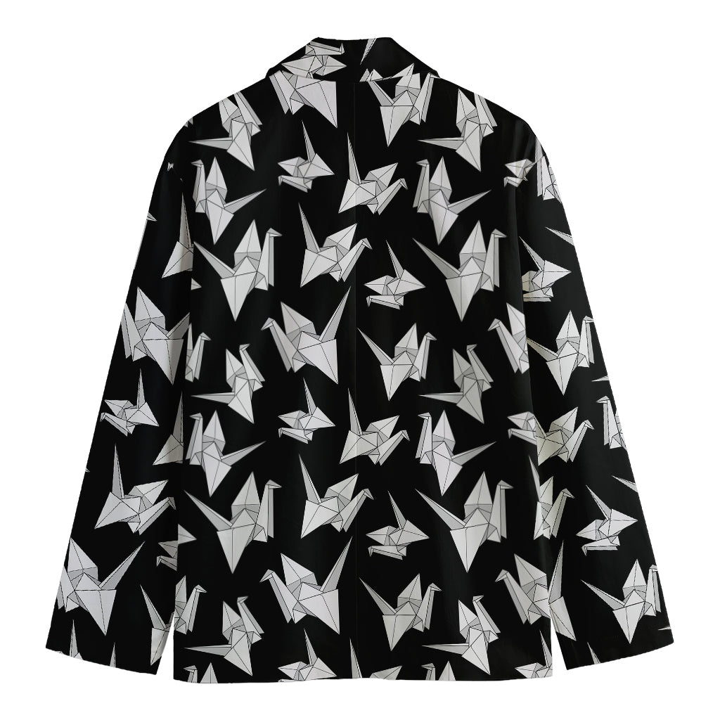 Black And White Origami Pattern Print Men's Cotton Blazer