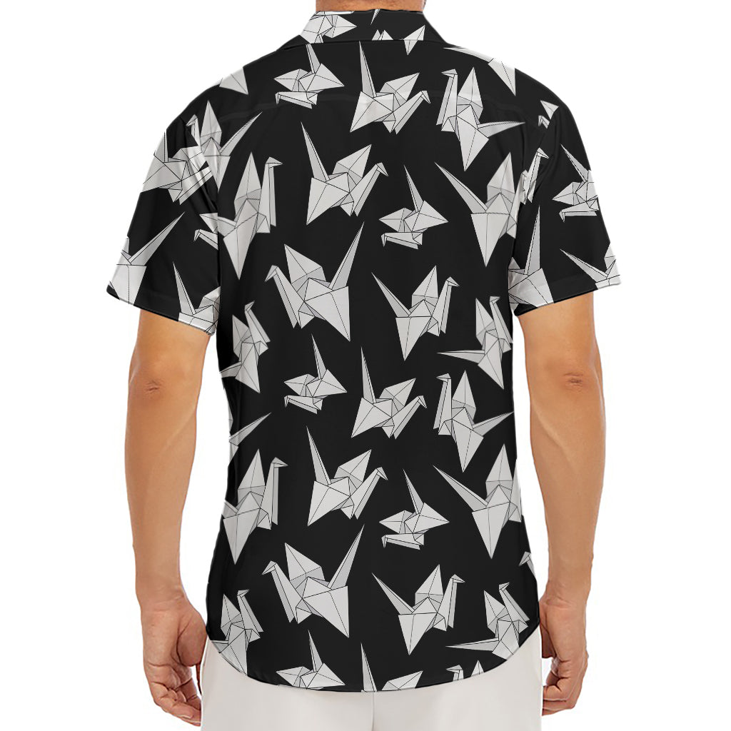 Black And White Origami Pattern Print Men's Deep V-Neck Shirt