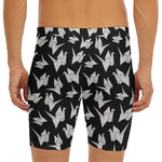 Black And White Origami Pattern Print Men's Long Boxer Briefs