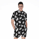 Black And White Origami Pattern Print Men's Rompers