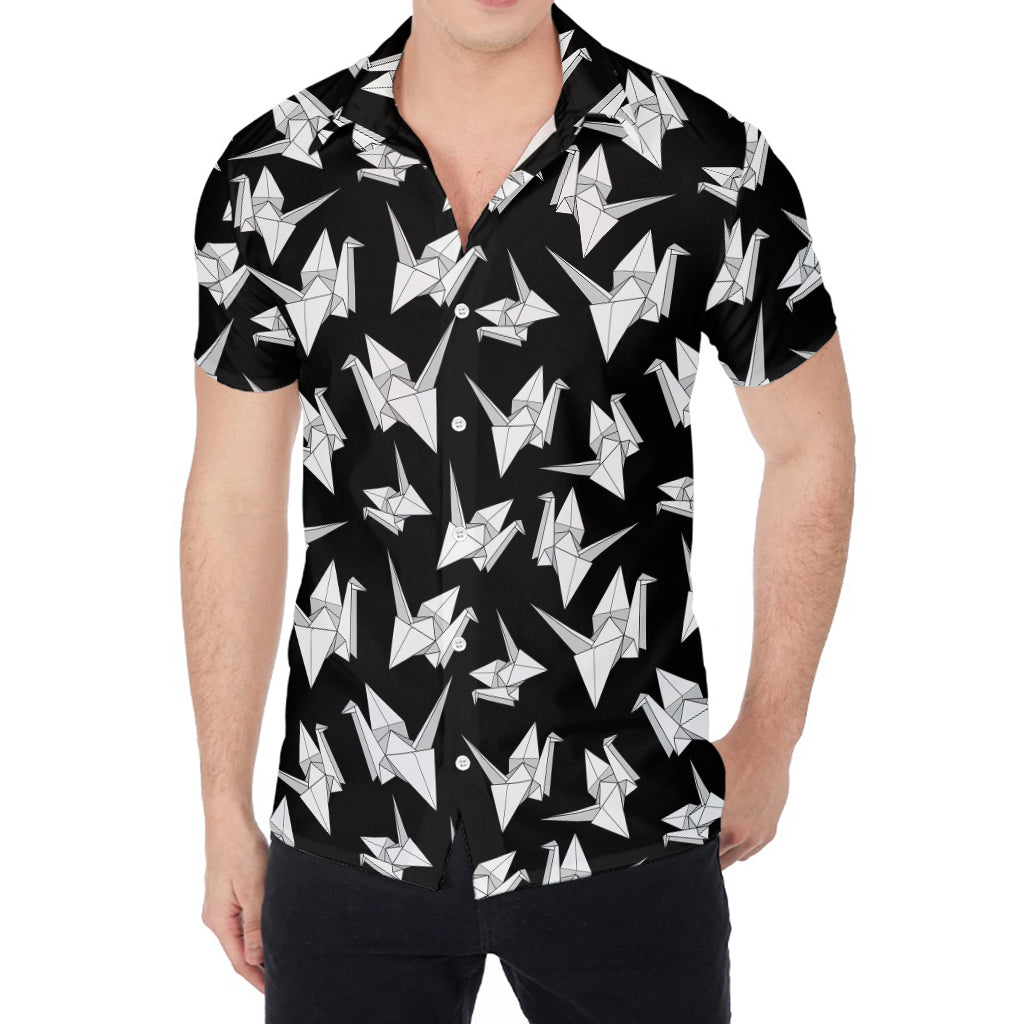 Black And White Origami Pattern Print Men's Shirt