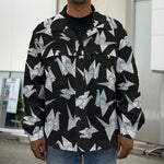 Black And White Origami Pattern Print Men's Shirt Jacket