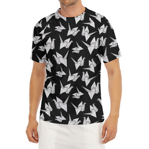 Black And White Origami Pattern Print Men's Short Sleeve Rash Guard