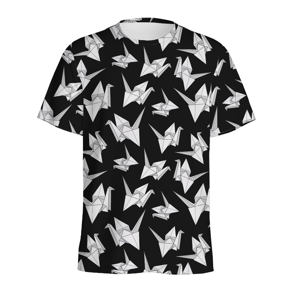 Black And White Origami Pattern Print Men's Sports T-Shirt