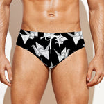 Black And White Origami Pattern Print Men's Swim Briefs