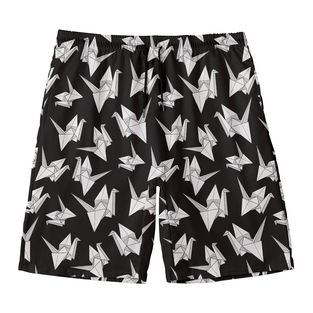 Black And White Origami Pattern Print Men's Swim Trunks
