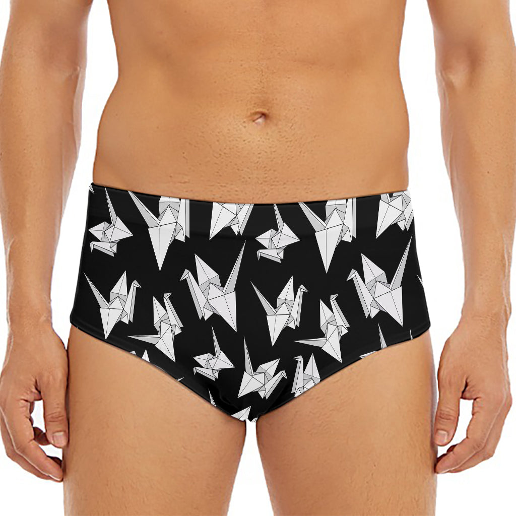 Black And White Origami Pattern Print Men's Triangle Swim Briefs