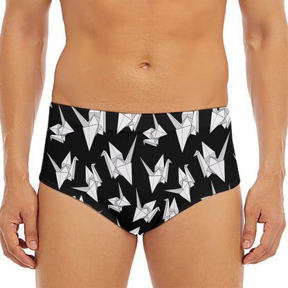Black And White Origami Pattern Print Men's Triangle Swim Briefs