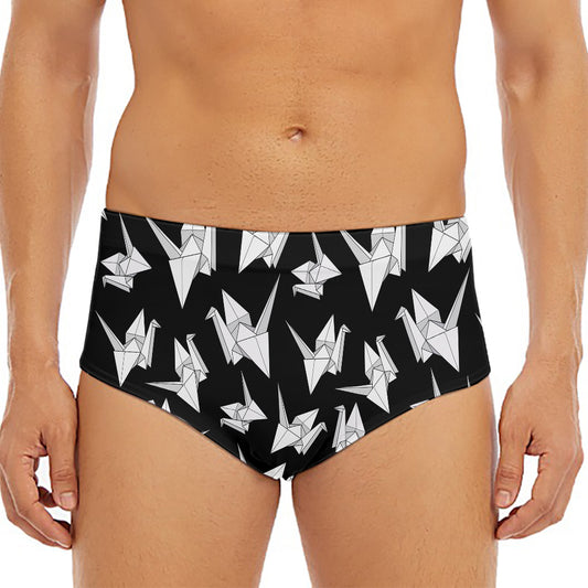 Black And White Origami Pattern Print Men's Triangle Swim Briefs