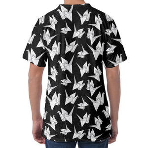 Black And White Origami Pattern Print Men's Velvet T-Shirt