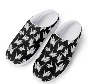 Black And White Origami Pattern Print Mesh Casual Shoes