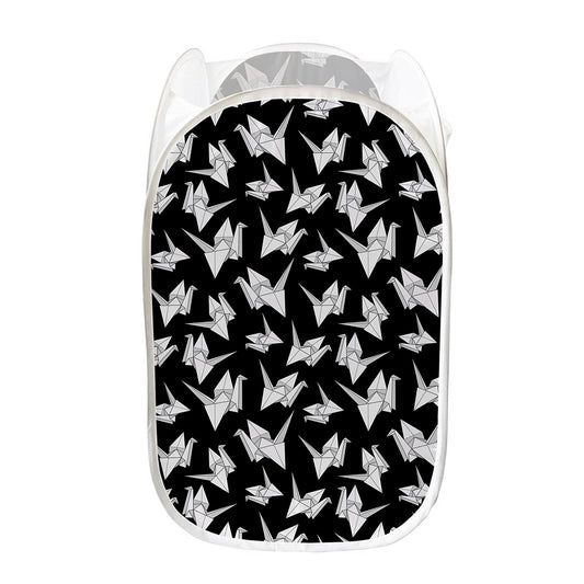 Black And White Origami Pattern Print Mesh Laundry Hamper