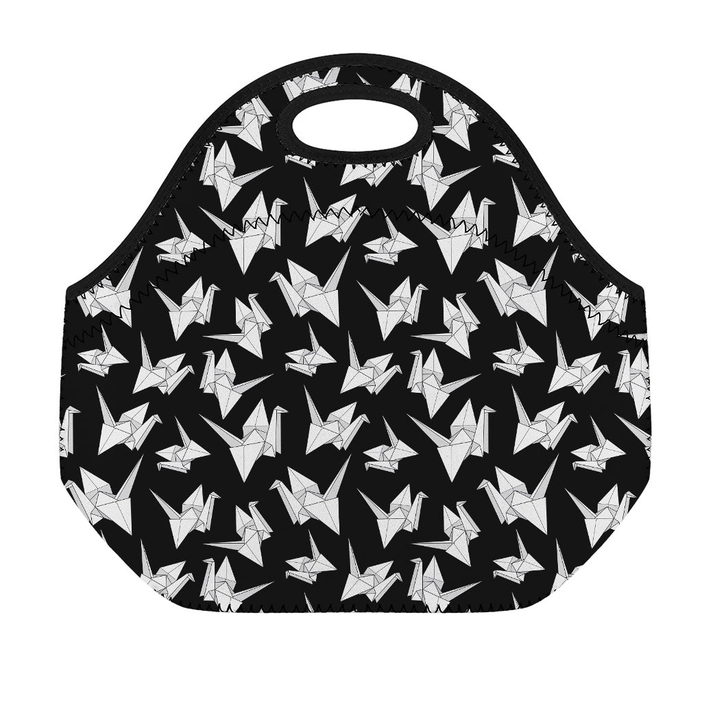 Black And White Origami Pattern Print Neoprene Lunch Bag