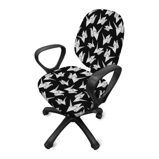 Black And White Origami Pattern Print Office Chair Cover