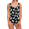 Black And White Origami Pattern Print One Piece Swimsuit