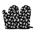 Black And White Origami Pattern Print Oven Mitts