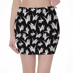 Black And White Origami Pattern Print Pencil Mini Skirt