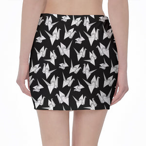 Black And White Origami Pattern Print Pencil Mini Skirt