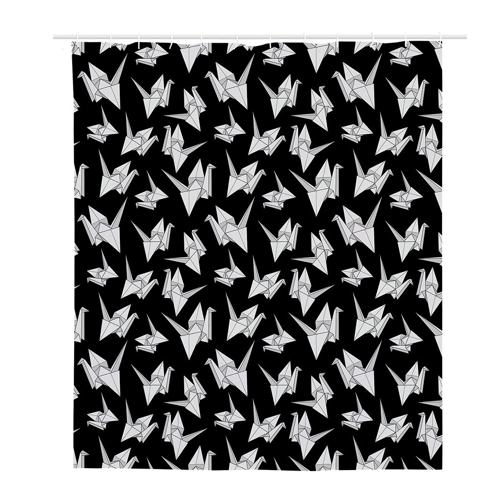 Black And White Origami Pattern Print Polyester Shower Curtain