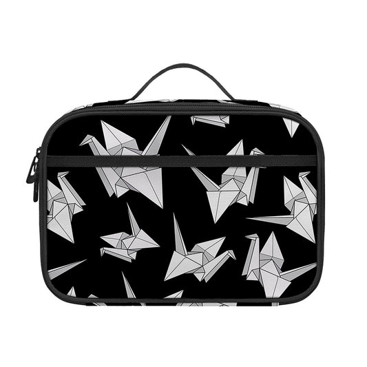 Black And White Origami Pattern Print Portable Lunch Bag