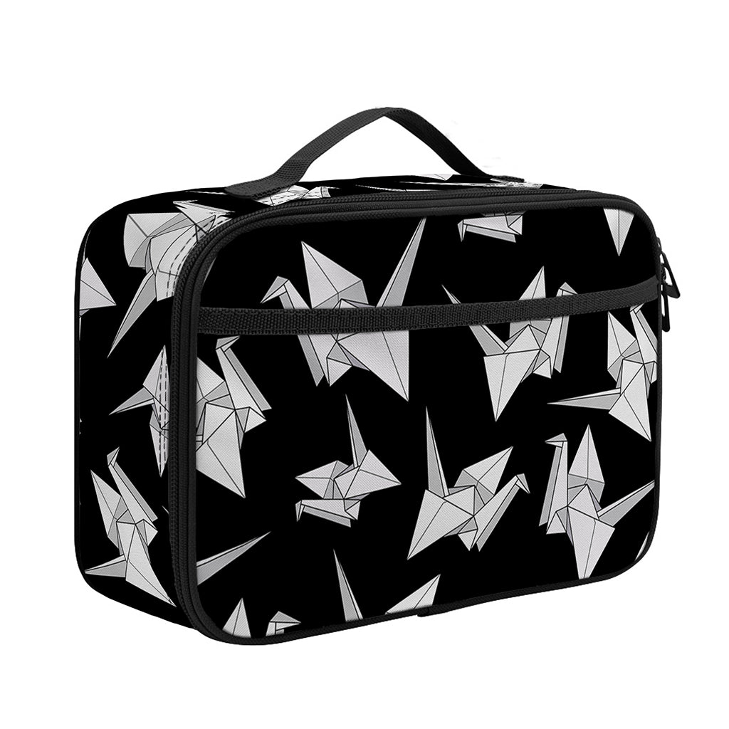 Black And White Origami Pattern Print Portable Lunch Bag
