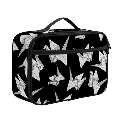 Black And White Origami Pattern Print Portable Lunch Bag
