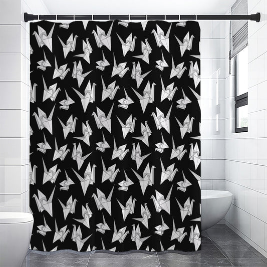 Black And White Origami Pattern Print Premium Shower Curtain