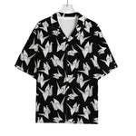 Black And White Origami Pattern Print Rayon Hawaiian Shirt