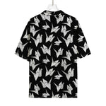 Black And White Origami Pattern Print Rayon Hawaiian Shirt