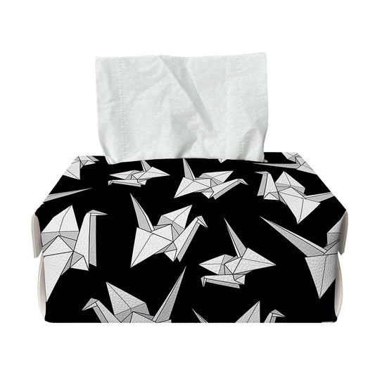 Black And White Origami Pattern Print Rectangle Tissue Box Cover