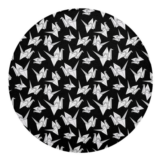 Black And White Origami Pattern Print Round Blanket
