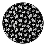 Black And White Origami Pattern Print Round Floor Mat