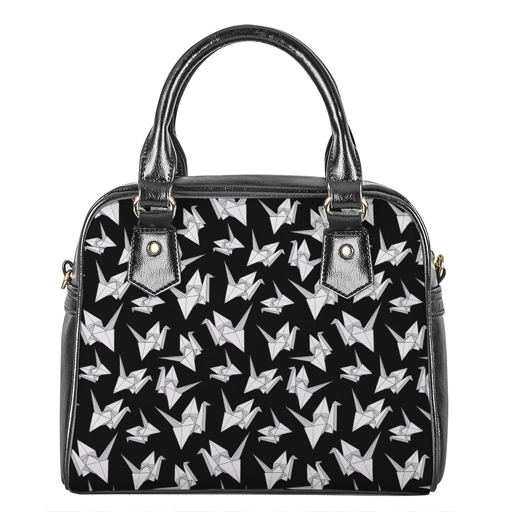 Black And White Origami Pattern Print Shoulder Handbag