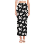 Black And White Origami Pattern Print Side Slit Maxi Skirt